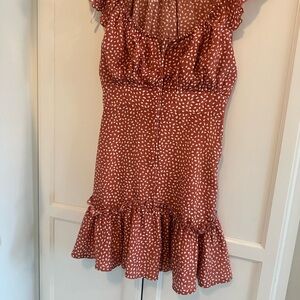 Showpo Red and White Patterned Mini Dress